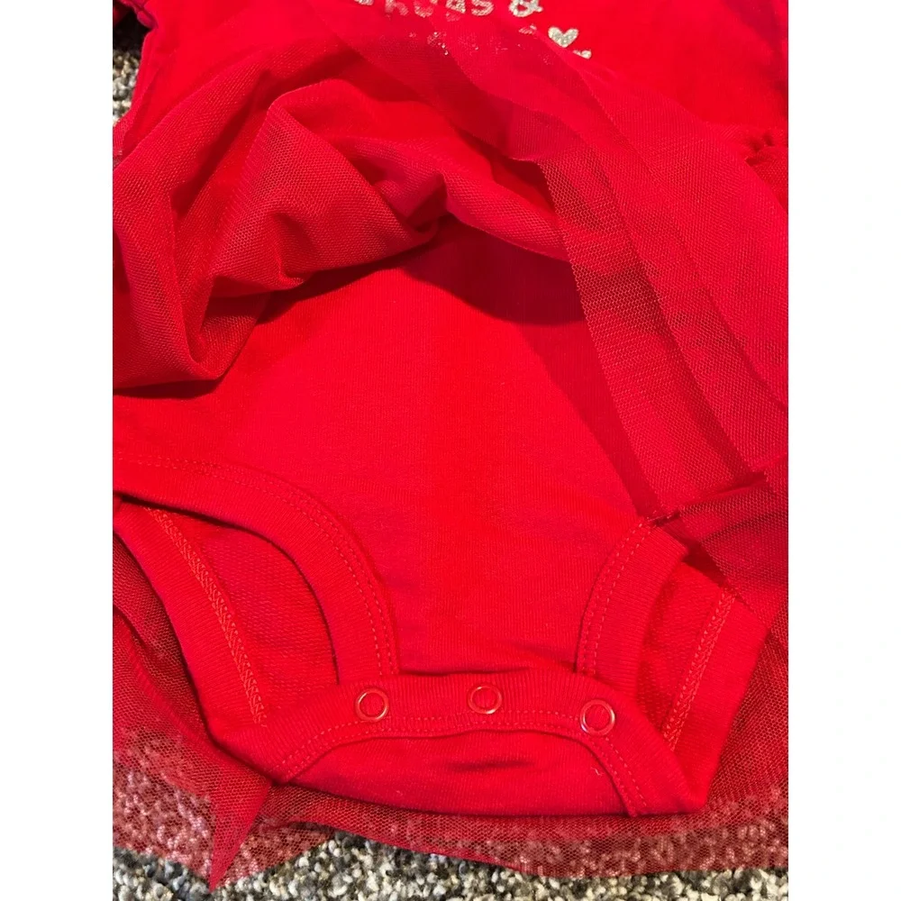 Kk29 Carters‎ Just One You Red Dress Hugs Kisses Hearts Valentine's Day 3 Months